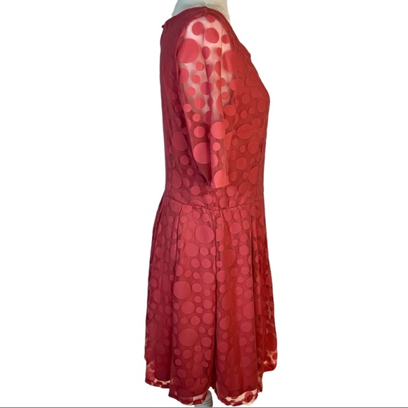 Lauren Conrad Peachy Pink Polka Dot Mesh  Party Cocktail Dress Size 12 - Picture 4 of 10